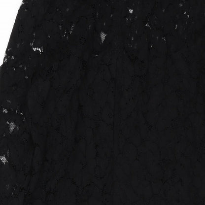 H&M Womens Black Polyester A-Line Size 8 Round Neck Zip