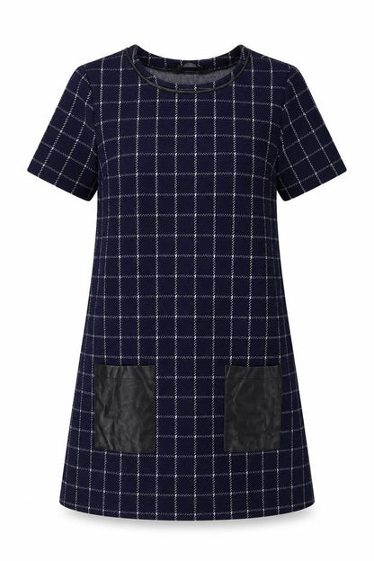 Dorothy Perkins Womens Blue Plaid Polyester A-Line Size 10 Round Neck Pullover