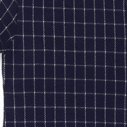 Dorothy Perkins Womens Blue Plaid Polyester A-Line Size 10 Round Neck Pullover