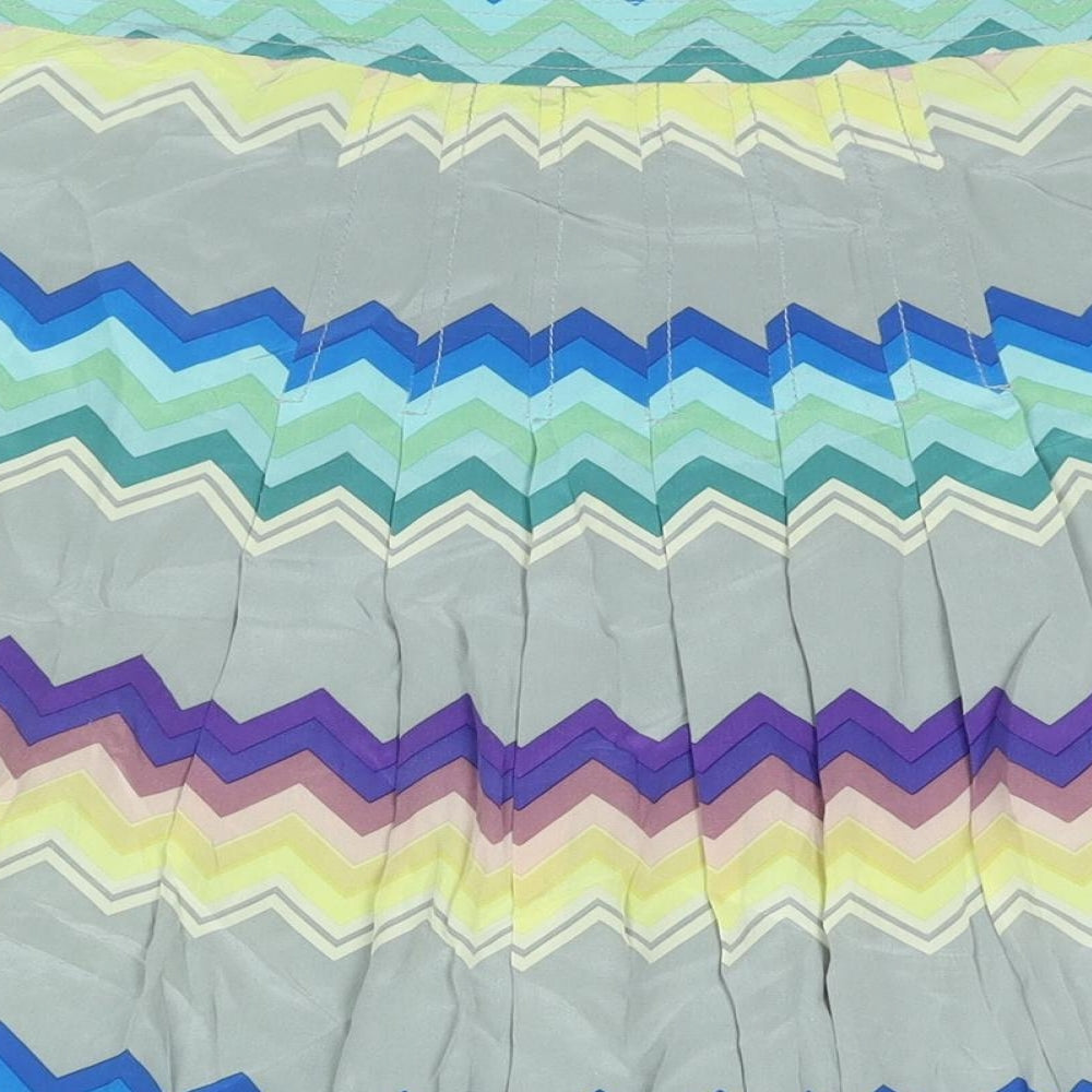 Plenty Womens Multicoloured Geometric Silk Pleated Skirt Size 32 in Zip - Button Detail