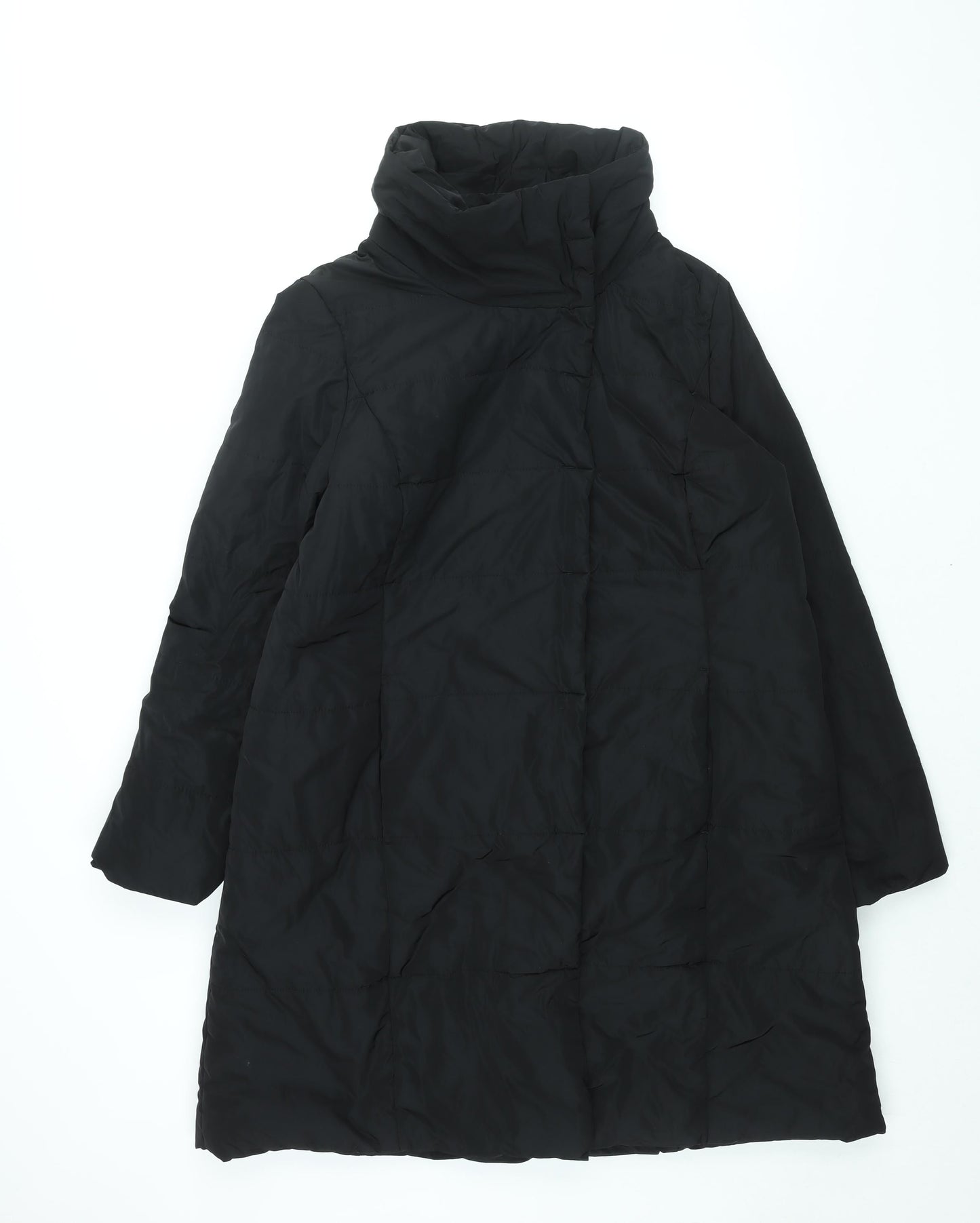 M&Co Womens Black Overcoat Coat Size 14 Zip