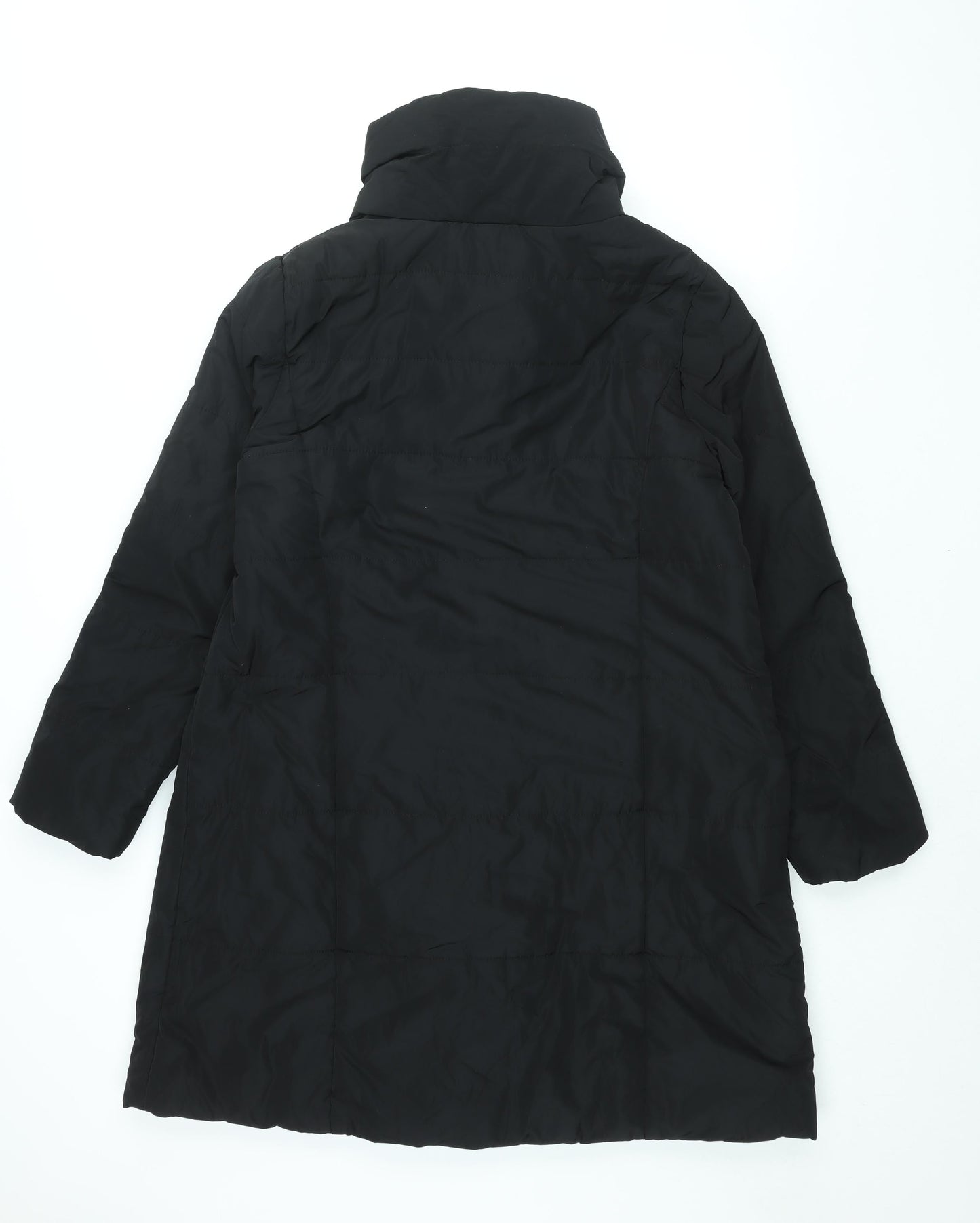 M&Co Womens Black Overcoat Coat Size 14 Zip