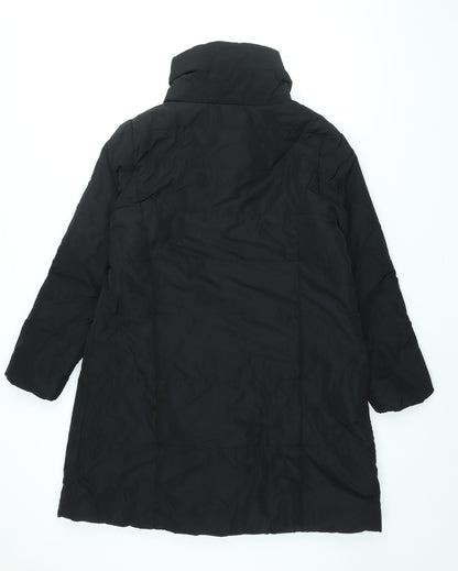 M&Co Womens Black Overcoat Coat Size 14 Zip