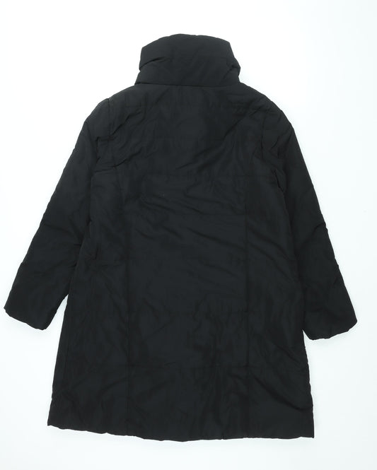 M&Co Womens Black Overcoat Coat Size 14 Zip