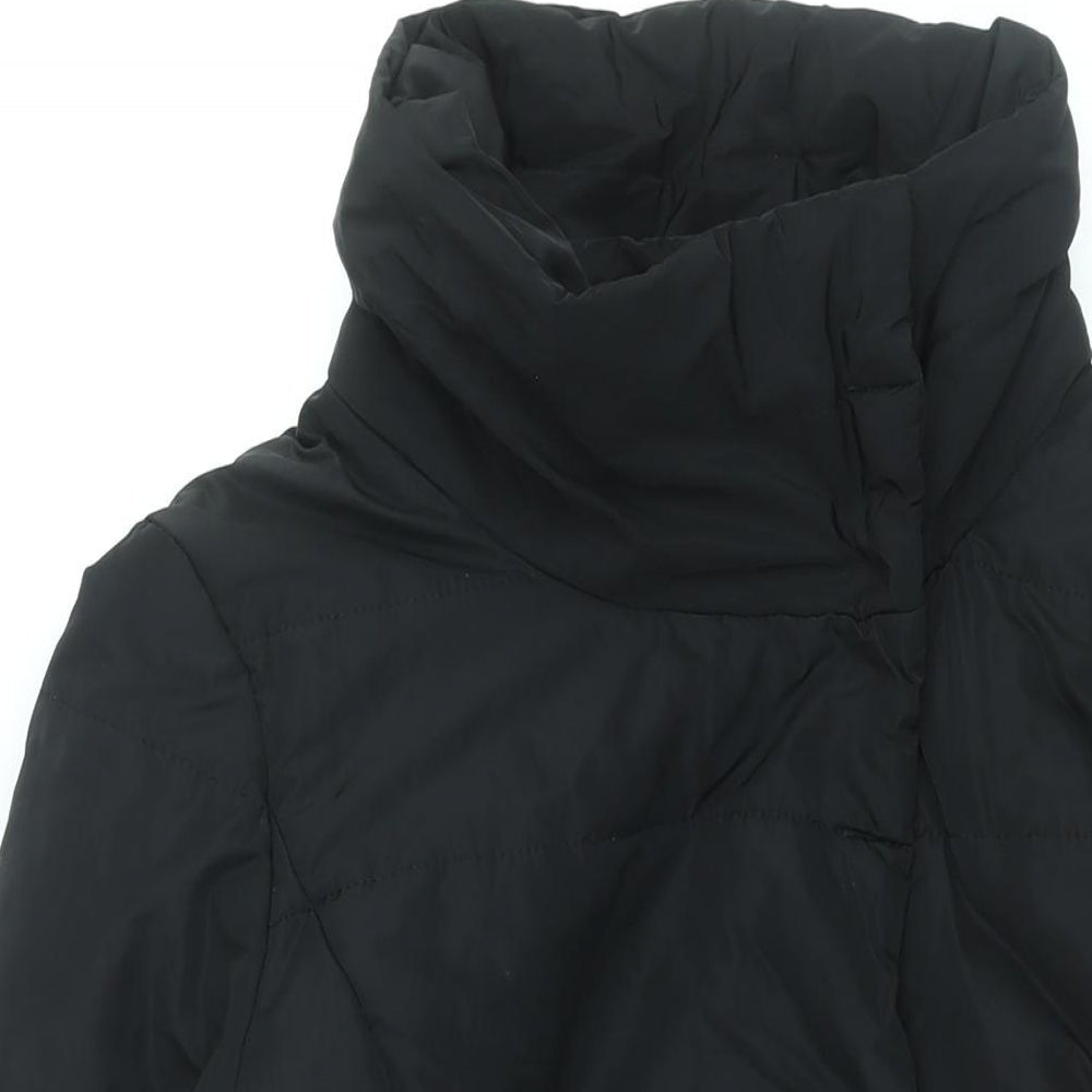 M&Co Womens Black Overcoat Coat Size 14 Zip