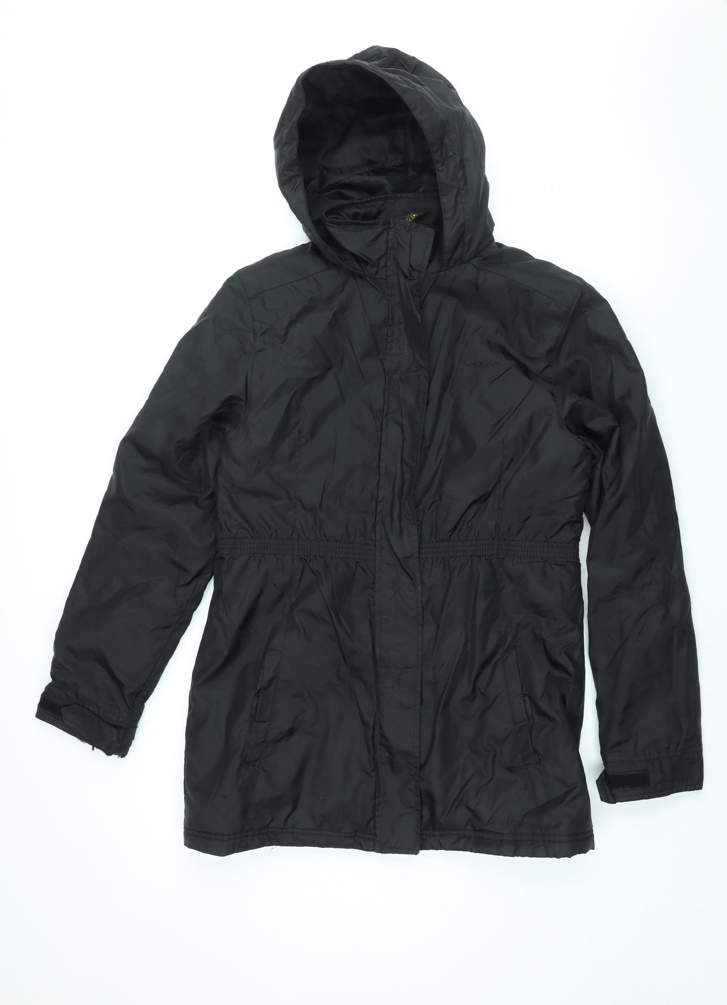 LA Gear Womens Black Parka Coat Size 12 Zip - Embroidered Logo