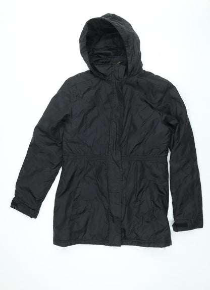 LA Gear Womens Black Parka Coat Size 12 Zip - Embroidered Logo