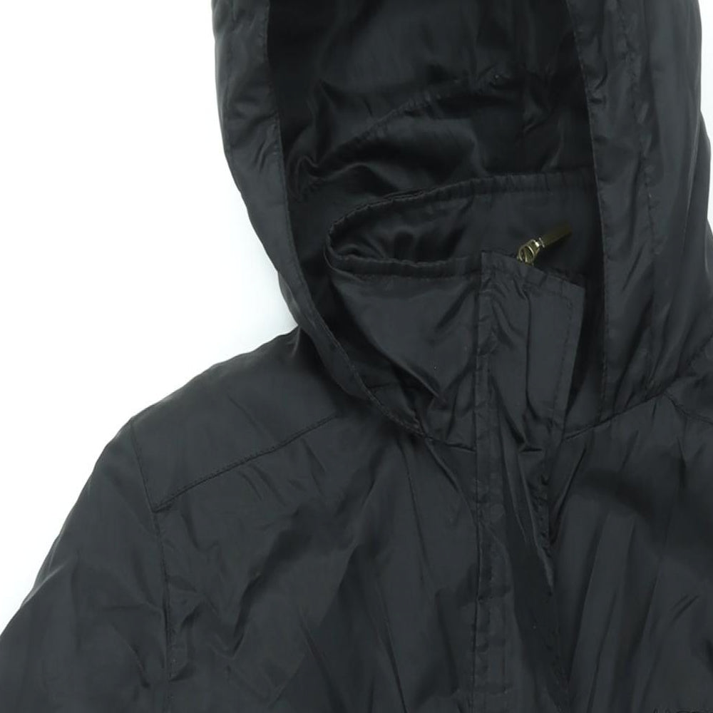 LA Gear Womens Black Parka Coat Size 12 Zip - Embroidered Logo