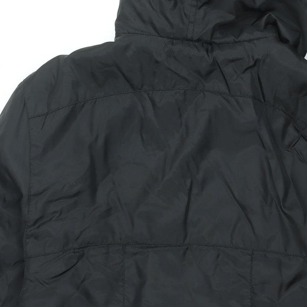 LA Gear Womens Black Parka Coat Size 12 Zip - Embroidered Logo