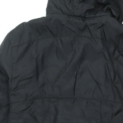 LA Gear Womens Black Parka Coat Size 12 Zip - Embroidered Logo