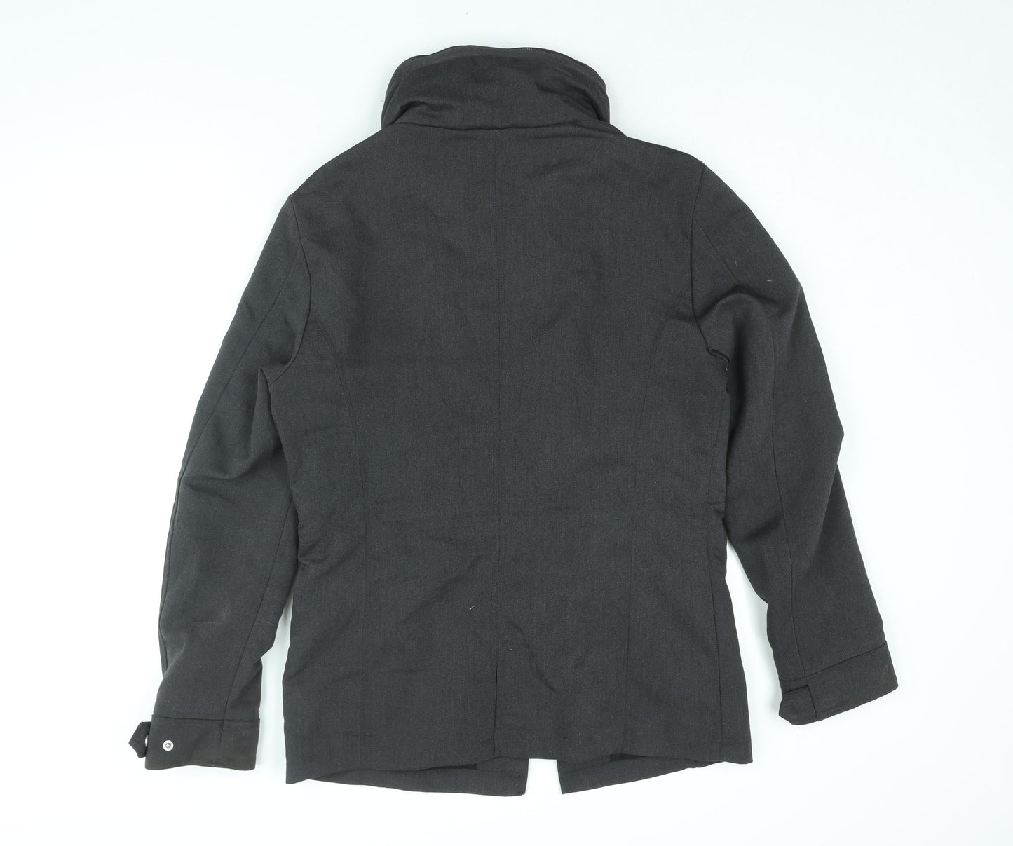 Zara Mens Grey Pea Coat Coat Size L Zip - Buckle Detail