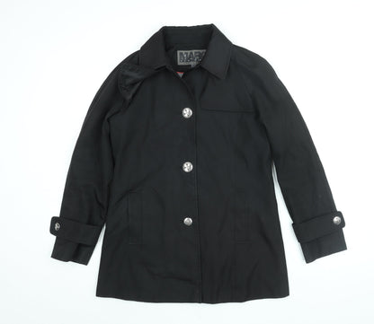 Andrew Marc Womens Black Pea Coat Coat Size S Button