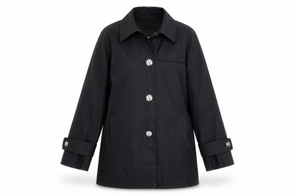 Andrew Marc Womens Black Pea Coat Coat Size S Button
