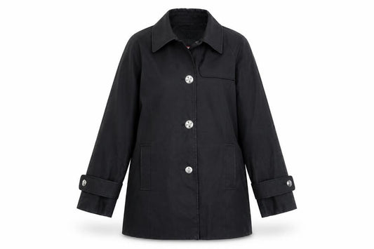 Andrew Marc Womens Black Pea Coat Coat Size S Button