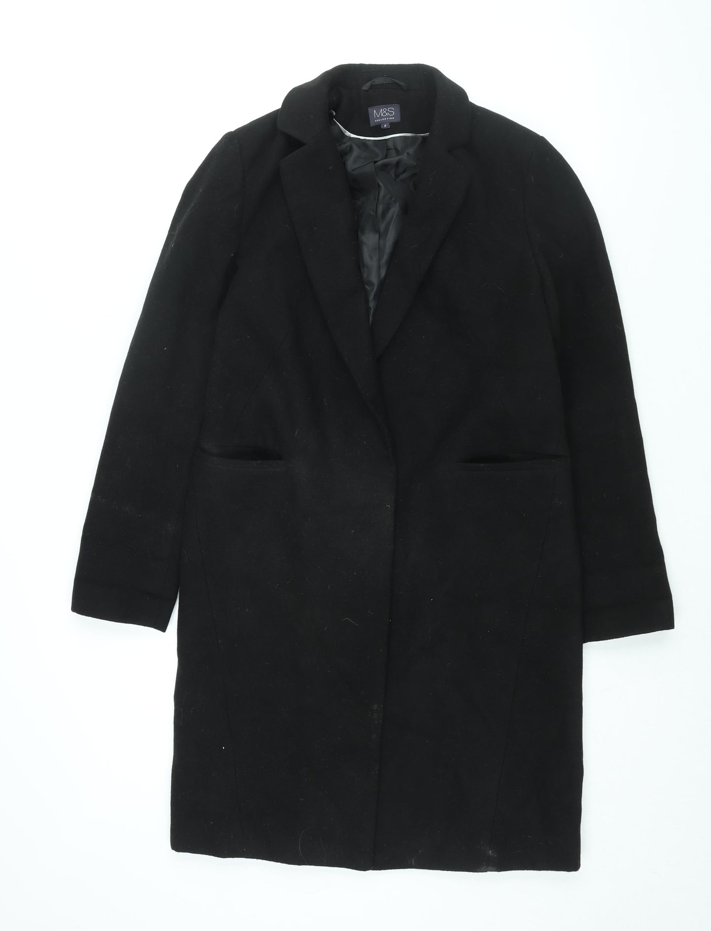 Womens UK Size 8 Marks and Spencer Black Overcoat