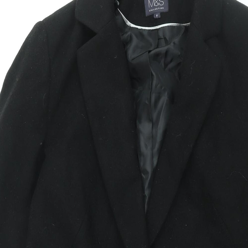 Womens UK Size 8 Marks and Spencer Black Overcoat
