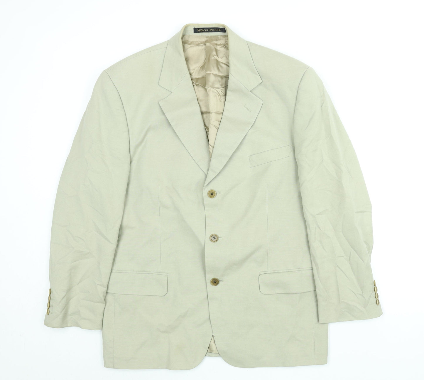 Mens UK Size 42 St Michael Regular Beige Suit Jacket