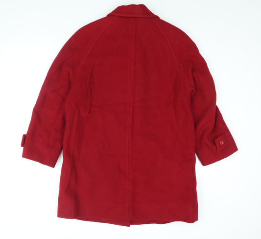Lampert Womens Red Overcoat Coat Size 14 Button - Vintage