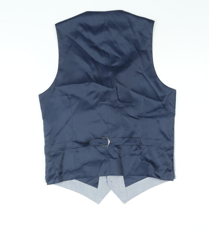 Marks and Spencer Mens Blue Polyester Jacket Suit Waistcoat Size 38 Regular