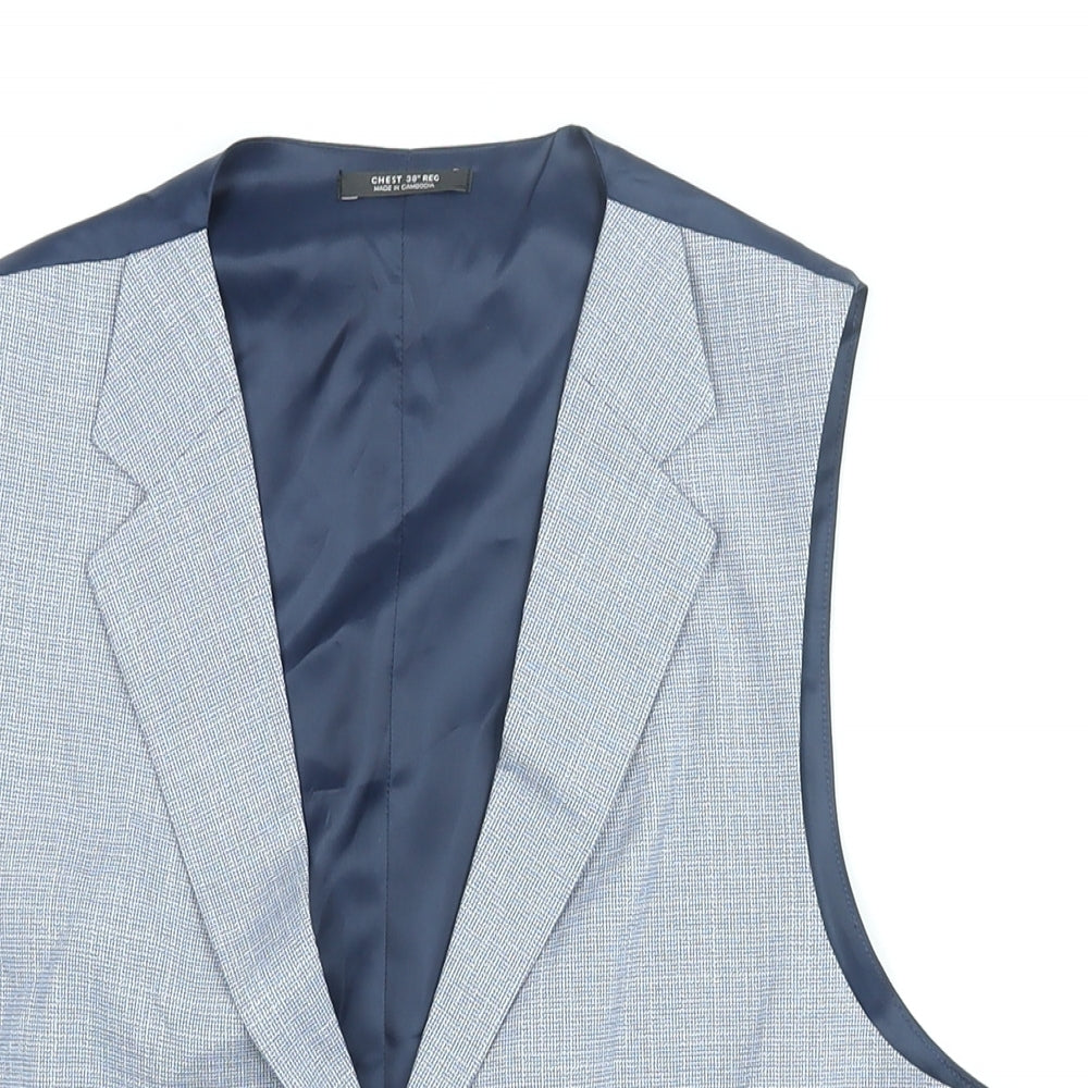 Marks and Spencer Mens Blue Polyester Jacket Suit Waistcoat Size 38 Regular