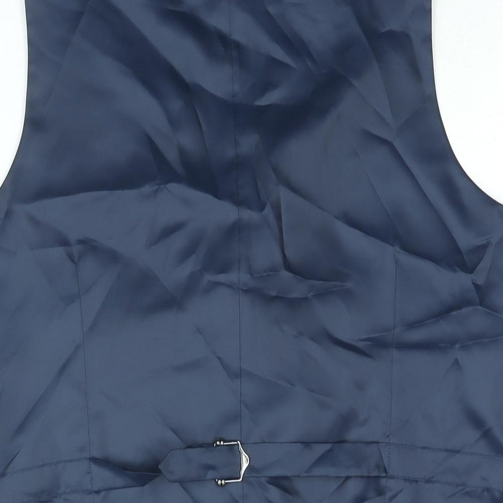 Marks and Spencer Mens Blue Polyester Jacket Suit Waistcoat Size 38 Regular