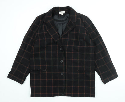 Nightingales Womens Black Check Jacket Blazer Size 16 Button
