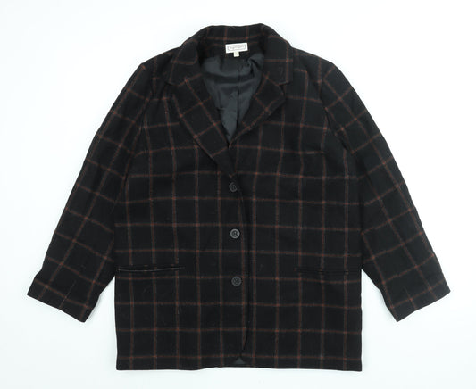 Nightingales Womens Black Check Jacket Blazer Size 16 Button