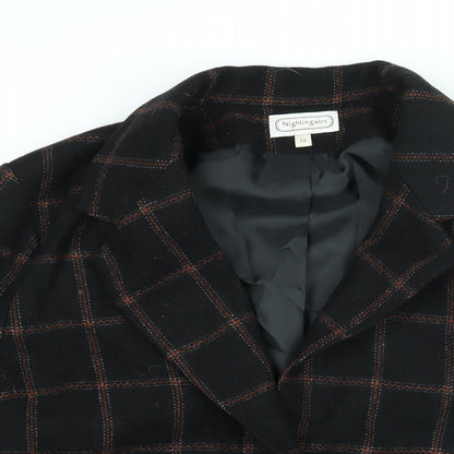 Nightingales Womens Black Check Jacket Blazer Size 16 Button