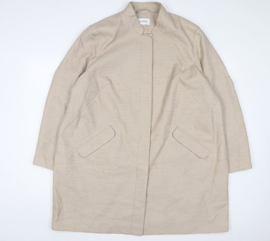 Classic Womens Beige Overcoat Coat Size 22 Button