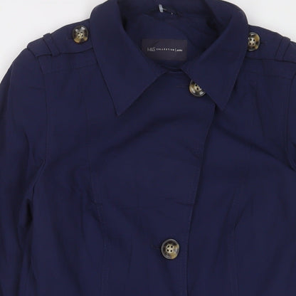 Marks and Spencer Womens Blue Overcoat Coat Size 8 Button