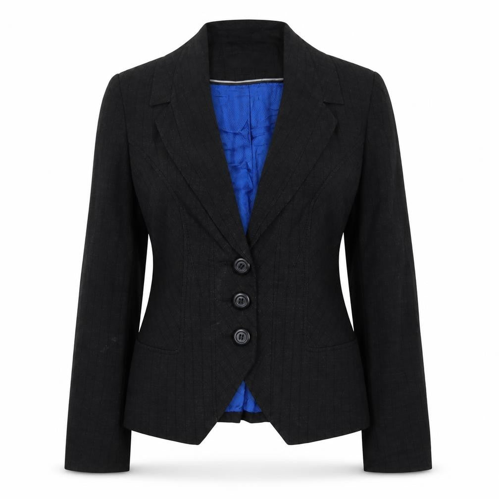 Next Womens Grey Striped Jacket Blazer Size 8 Button
