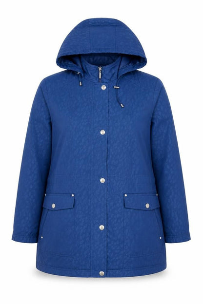EWM Womens Blue Animal Print Jacket Coat Size 16 Zip