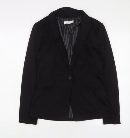 H&M Womens Black Jacket Blazer Size 12 Button