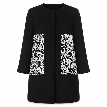 Deloved Womens Black Animal Print Jacket Blazer Size M Button