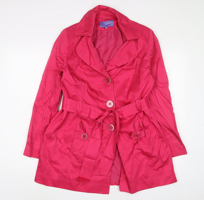 Autonomy Womens Pink Overcoat Coat Size 12 Button - Belted