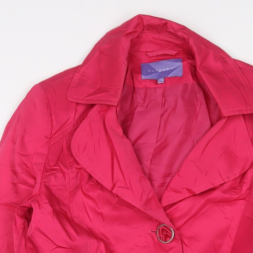 Autonomy Womens Pink Overcoat Coat Size 12 Button - Belted