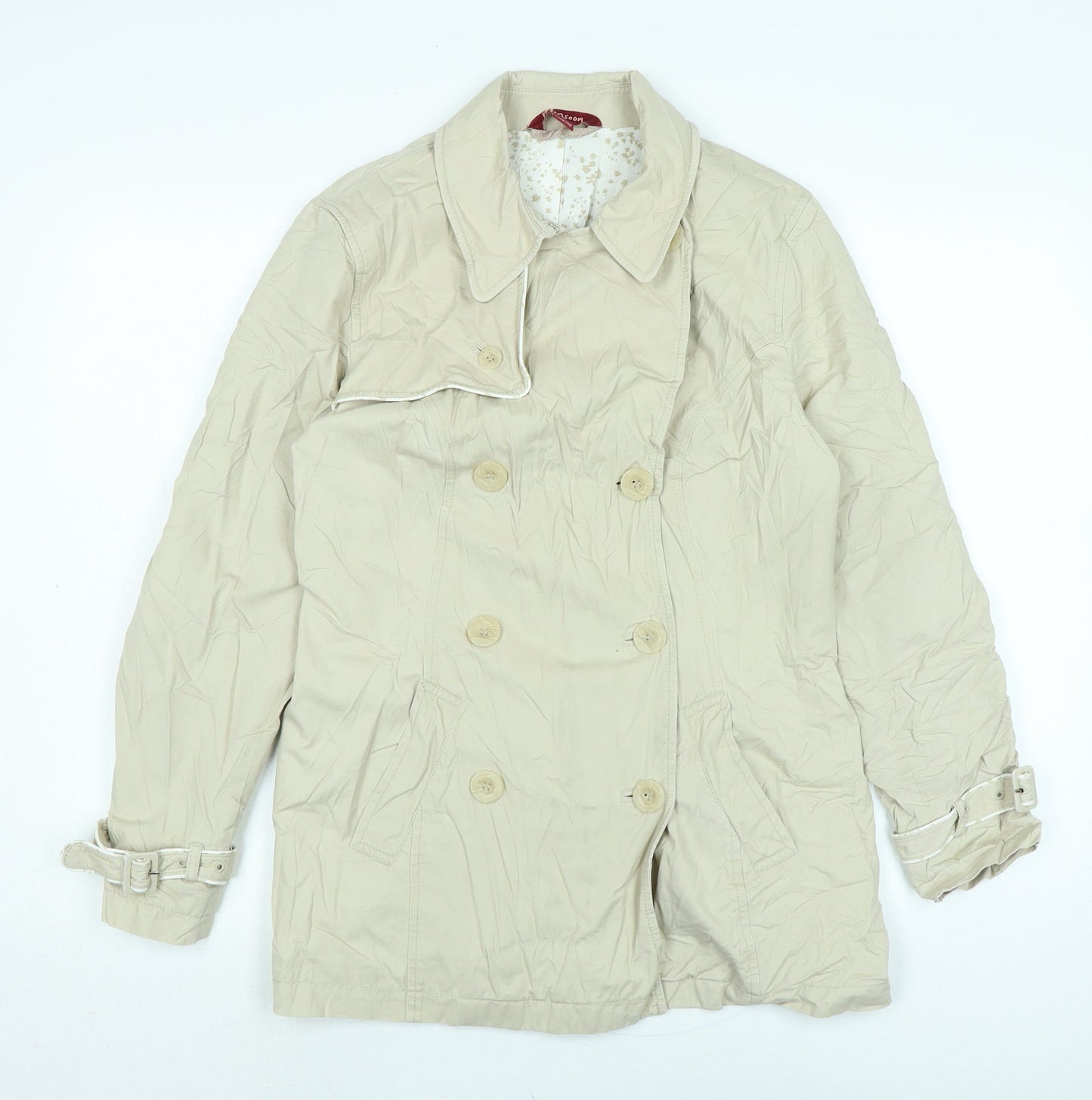 Womens UK Size 12 Monsoon Beige Trench Coat