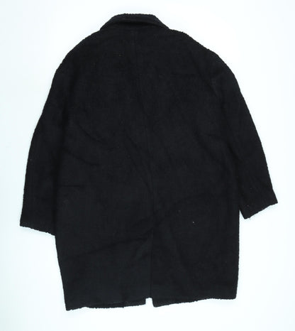 Divided Womens Black Overcoat Coat Size 8 Button