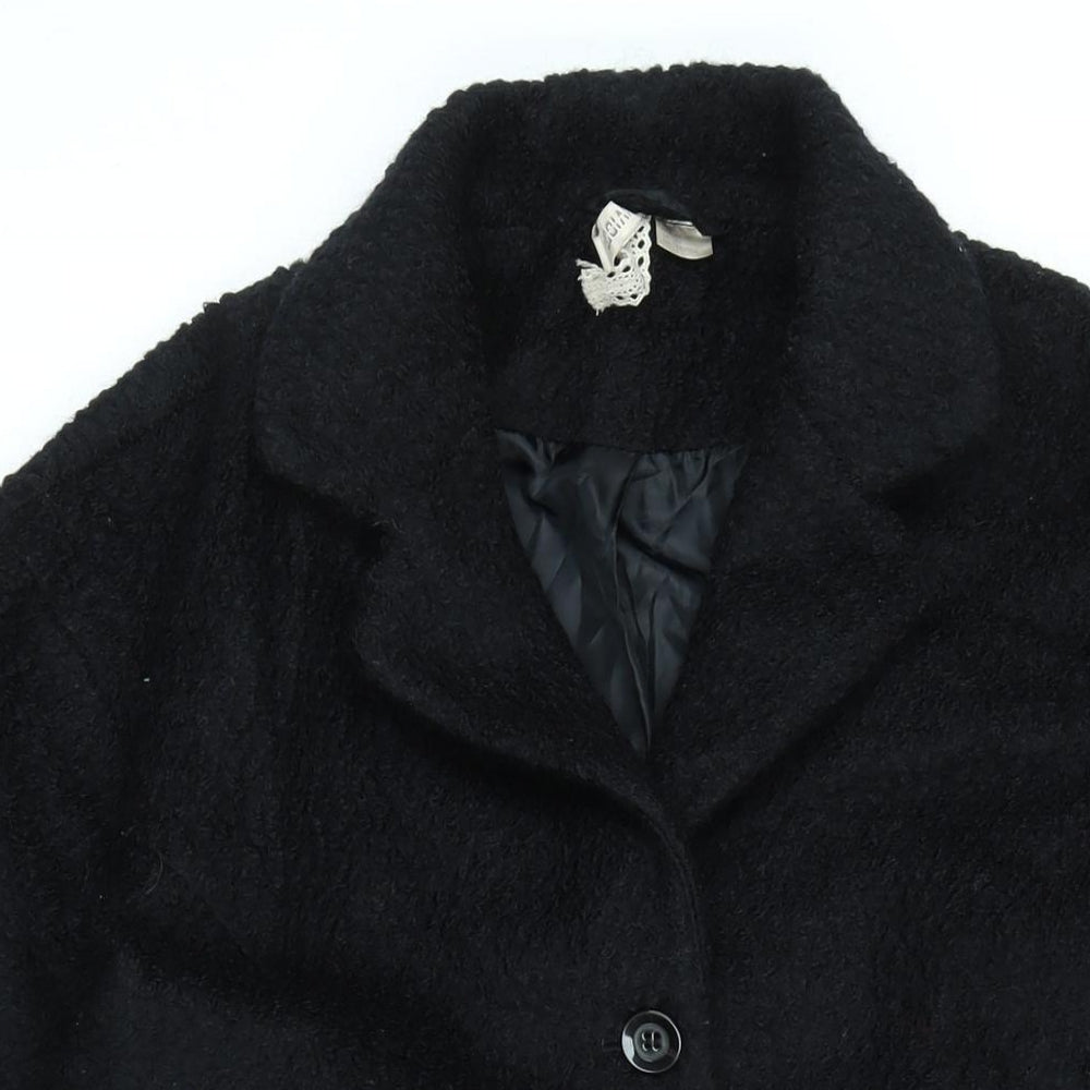 Divided Womens Black Overcoat Coat Size 8 Button