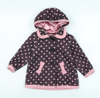 Mothercare Girls Pink Basic Coat Coat Size 12-18 Months Button