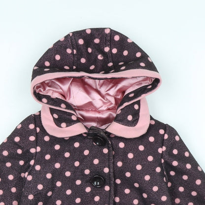 Mothercare Girls Pink Basic Coat Coat Size 12-18 Months Button