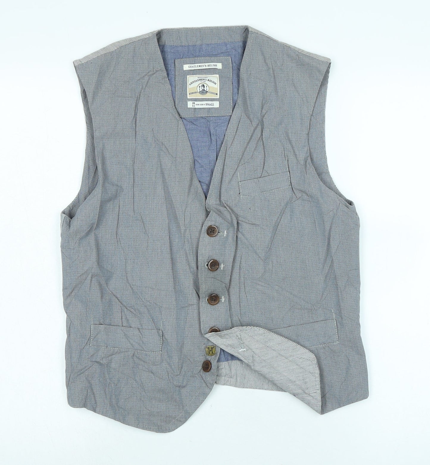 Mens UK Size S gentlemans relish Grey Gilet