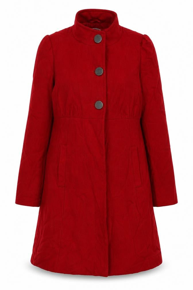 Look Womens Red Overcoat Coat Size 12 Button