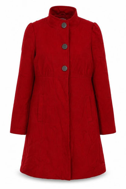 Look Womens Red Overcoat Coat Size 12 Button