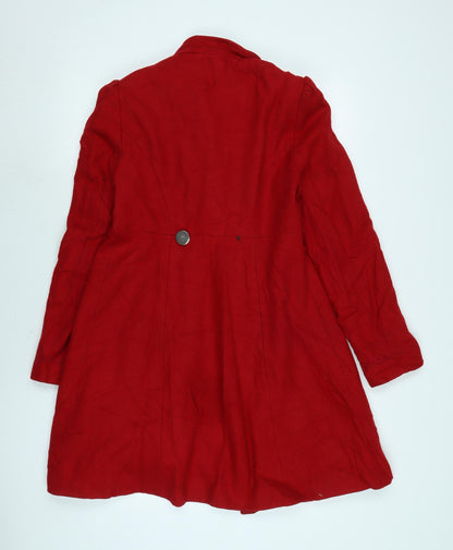 Look Womens Red Overcoat Coat Size 12 Button