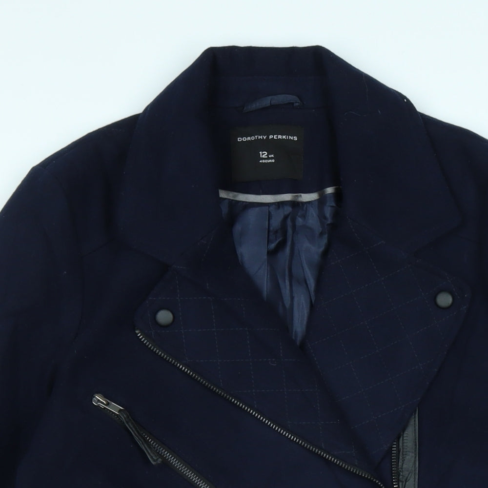 Womens UK Size 12 Dorothy Perkins Blue Biker Coat