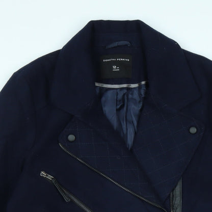 Womens UK Size 12 Dorothy Perkins Blue Biker Coat
