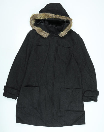 Papaya Womens Grey Overcoat Coat Size 14 Zip