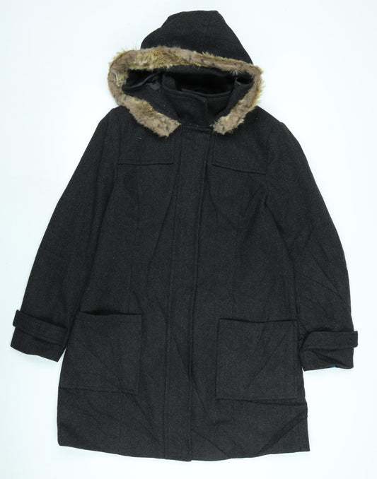 Papaya Womens Grey Overcoat Coat Size 14 Zip