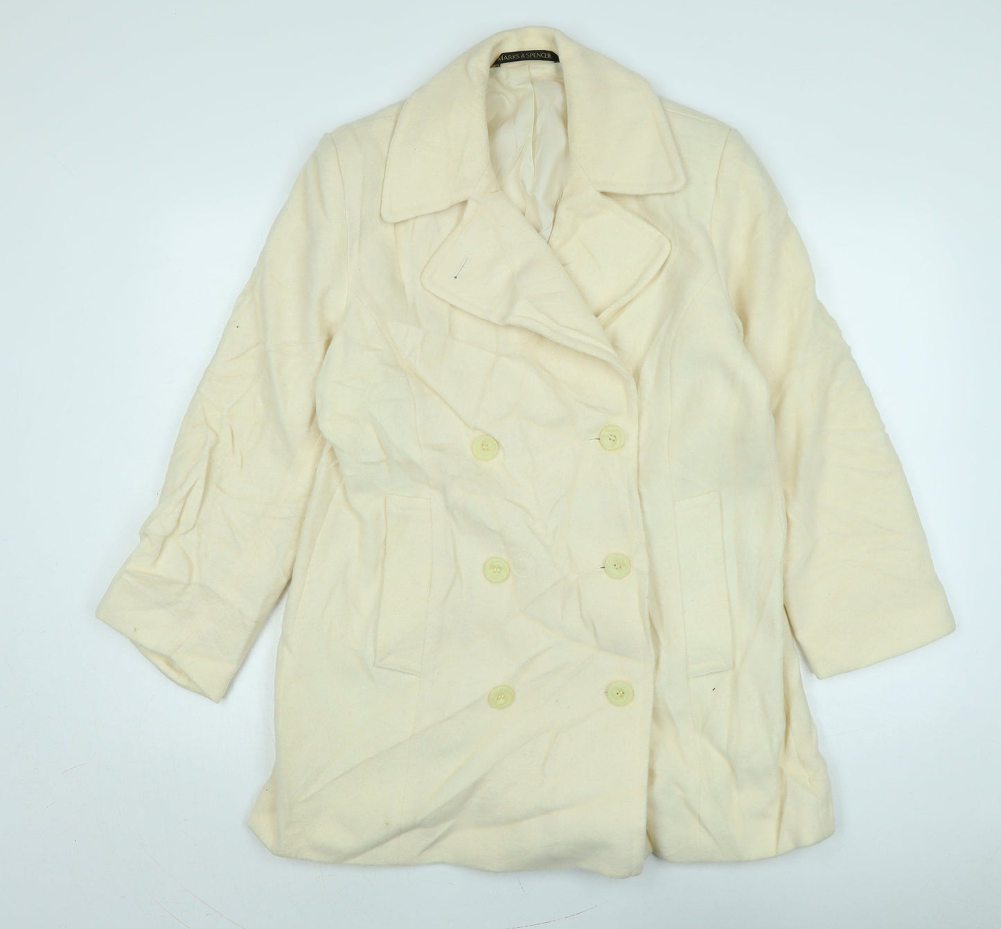 Womens UK Size L Marks and Spencer Ivory Overcoat